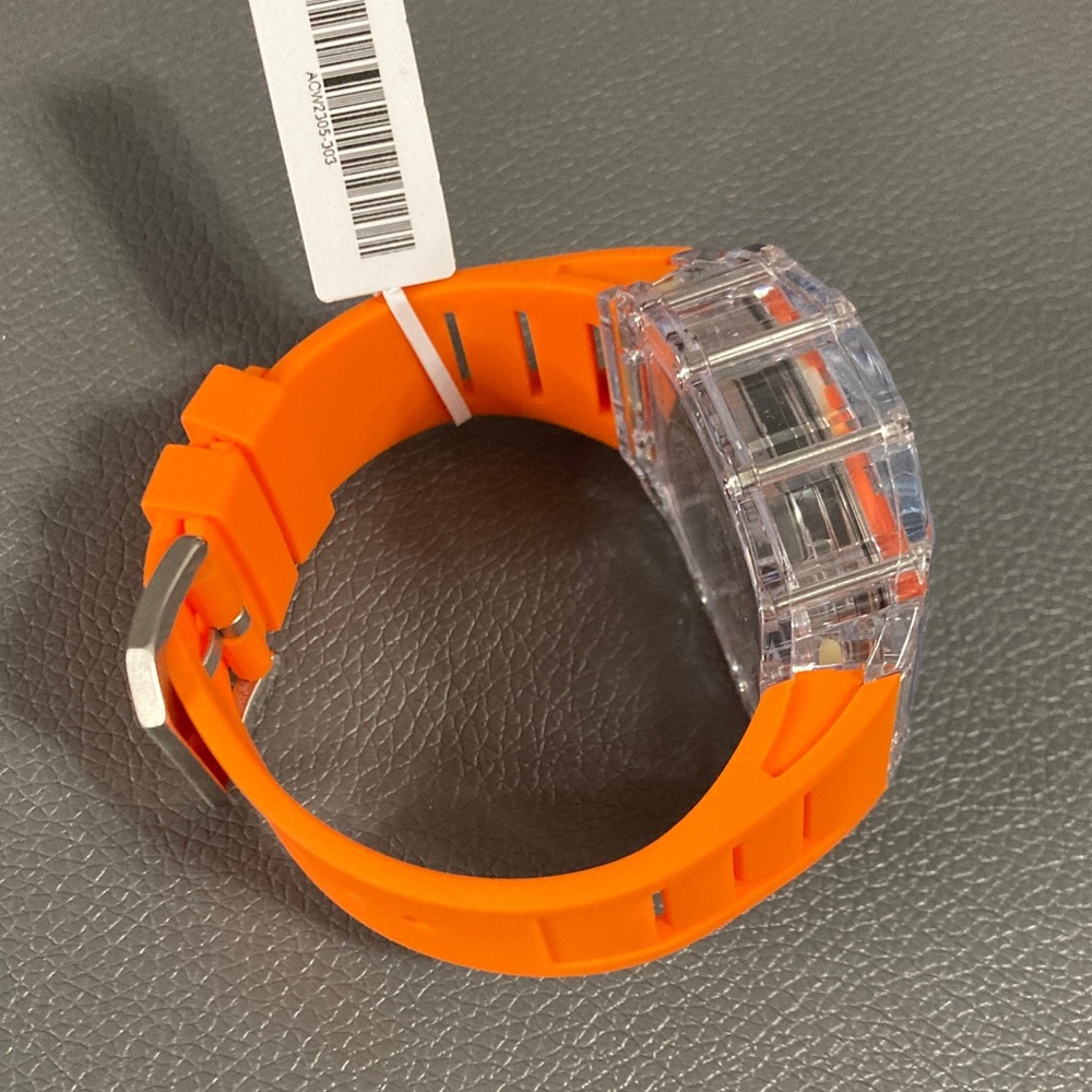 Activa Watch w/ Skeleton Dial 44.3mm, Orange strap/clear face (ACW2305-003) - Picture 4 of 7